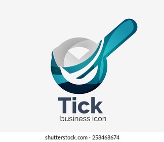 Modern tick abstract wave logo design, business icon. Geometric emblem