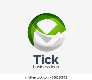 Diseño moderno de logotipo de onda abstracta de garrapatas, icono comercial. Emblema geométrico