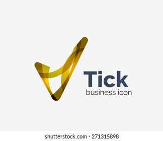 Modern tick abstract wave logo design, business icon. Geometric emblem
