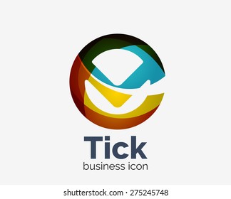 Diseño moderno de logotipo de onda abstracta de garrapatas, icono comercial. Emblema geométrico