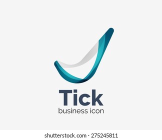 Modern tick abstract wave logo design, business icon. Geometric emblem