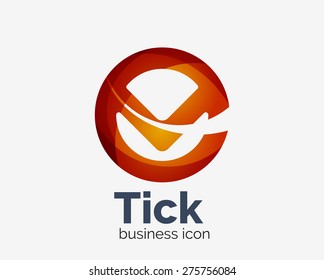 Modern tick abstract wave logo design, business icon. Geometric emblem