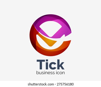 Diseño moderno de logotipo de onda abstracta de garrapatas, icono comercial. Emblema geométrico