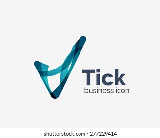 Diseño moderno de logotipo de onda abstracta de garrapatas, icono comercial. Emblema geométrico