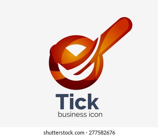 Modern tick abstract wave logo design, business icon. Geometric emblem