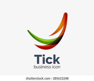 Modern tick abstract wave logo design, business icon. Geometric emblem