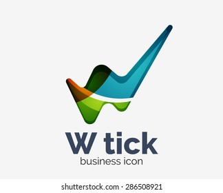 Modern tick abstract wave logo design, business icon. Geometric emblem