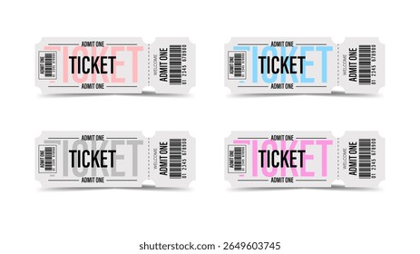 Modern ticket design.Admit one. Pass.Realistic ticket.