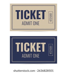 Modern ticket set. Vector illustration isolated. Entry template for cinema, festival, theater, concert and more