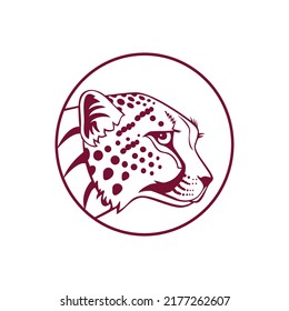 Modern tiger head logo with circle vector icon template and white background