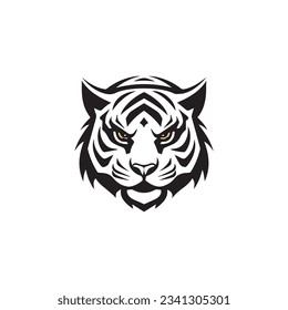 Modern Tiger Head Logo Isolated on background, Angry Black Tiger Head, Creative Tiger Emblem logo, Tiger face Silhouette logo, T shirt print design or poster design template