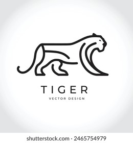 Modern tiger silhouette logo. Vector illustration template, Wild animal logo. Tiger silhouette icon, Tiger silhouette badge. Premium vector illustration