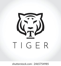 Modern tiger silhouette logo. Vector illustration template, Wild animal logo. Tiger silhouette icon, Tiger silhouette badge. Premium vector illustration