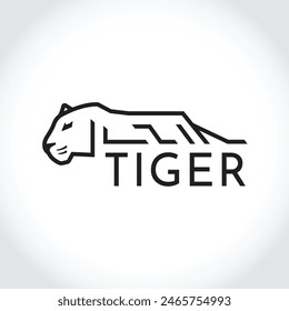 Modern tiger silhouette logo. Vector illustration template, Wild animal logo. Tiger silhouette icon, Tiger silhouette badge. Premium vector illustration