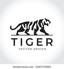Modern tiger silhouette logo. Vector illustration template, Wild animal logo. Tiger silhouette icon, Tiger silhouette badge. Premium vector illustration