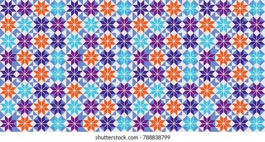 Modern Tiled Ceramic Mosaic Tiles Material Texture. Colorful seamless pattern with abstract geometric shape decoration