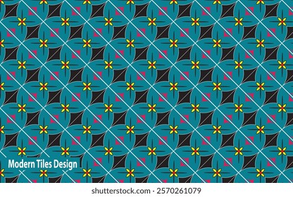 Modern Tiles Design with Cyan and Black Colour