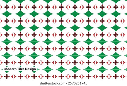 Modern Tiles Design with Green and Red Colour