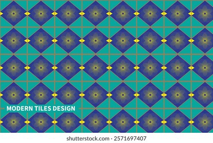 Modern Tiles Pattern Design with Cyan and Blue Colour