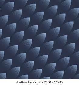Modern Tilted Scale Structure Vector Seamless Pattern Trend Dark Blue Abstract Background. Half Tone Art Illustration for Fashionable Textile. Endless Repetitive Abstraction Wallpaper Dot Work Texture