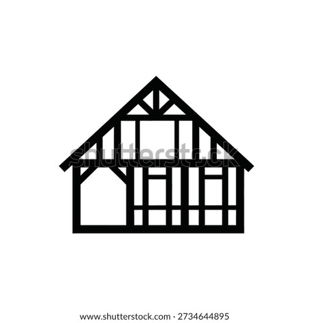 Modern timber frame house facade vector illustration flat design