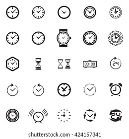 Modern time Icon Collection. Watch Icon Set. Time Vector Symbols