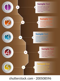 modern time line on brown background for website.
