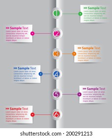 Modern time line template for website, number, text box.