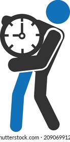 Vector de icono de administración de tiempo moderno, hombre con vectores de icono de reloj aislado en fondo blanco 