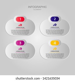 modern timeline 3d infographic with 4 options, simple element template banner
