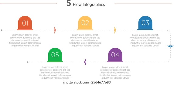 Modern Timeline Creator infographic template. 5 Step timeline journey, calendar Flat simple infographics design template. presentation graph. Business concept with 5 options, vector illustration.