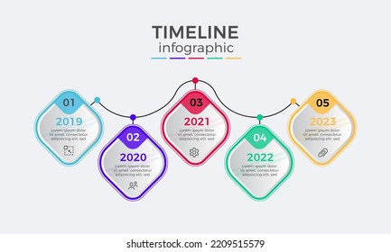 Modernes Timeline-5-Stufen-Infografik-Design, Timeline Infografik-Design-Vorlage mit Symbolen