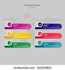 Modern Timeline infographic with 3d effect Business process with 6 options, square. Vector template