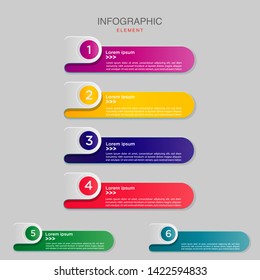 Modern Timeline infographic with 3d effect Business process with 6 options, square. Vector template