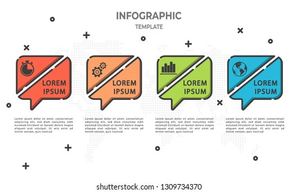 Modern timeline infographic 4 options, Chat symbol style.