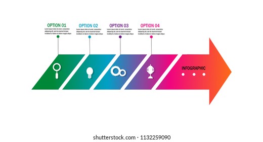 Modern timeline infographic chart data with arrow,option template design vector