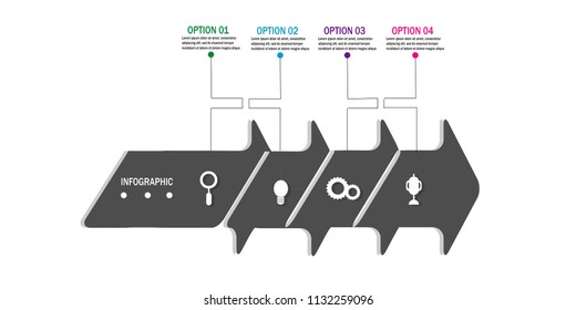 Modern timeline infographic chart data with arrow,option template design vector