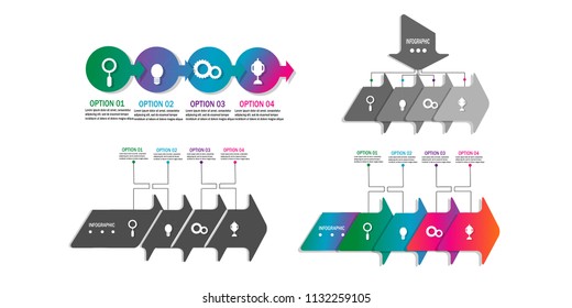 Modern timeline infographic chart data with arrow,option template design vector
