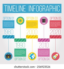 Modern timeline infographic concept. Flat design template with flat icons. Vector illustration.