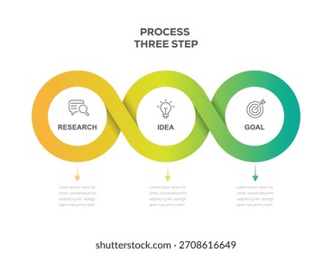 Diseño moderno de infografía de línea de tiempo con círculo para la Plantilla de negocios.  Concepto creativo con 3 pasos u opción. Carta de Vectores. 