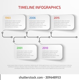 Modern timeline infographic design template with drop shadow. Vector illustration