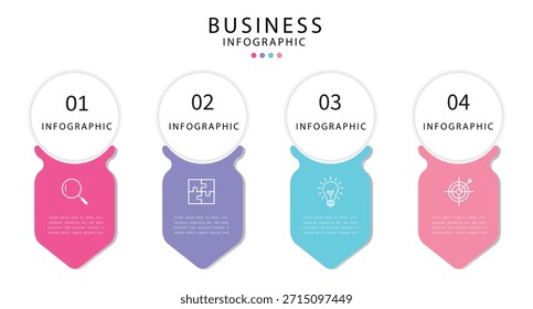 Modern timeline infographic with info chart. Four steps business infographics template vector. Business presentation. Can be used for diagram, workflow.	
