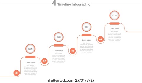 Modern Timeline infographic template. 4 Step timeline journey, calendar Flat simple infographics design template. presentation graph. Business concept with 4 options, vector illustration.