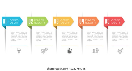 Plantilla de infografía de línea de tiempo moderna, 5 opciones o paso.