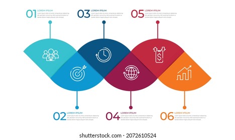 Modern timeline infographic template 6 step