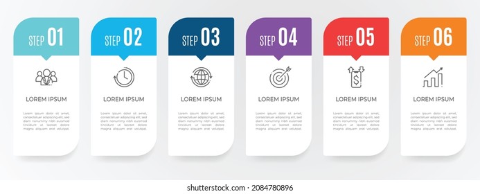 Modern timeline infographic template 6 steps