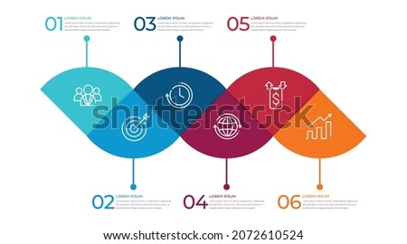 Modern timeline infographic template 6 step