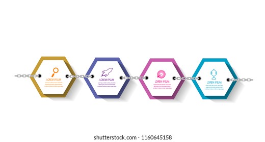 modern timeline infographic template with chain concept design vector