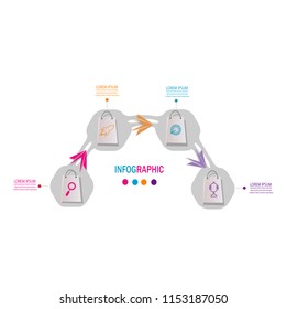 modern timeline infographic template element for workflow,process,presentation with modern shoping bag concept design vector