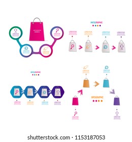 modern timeline infographic template element for workflow,process,presentation with modern shoping bag concept design vector